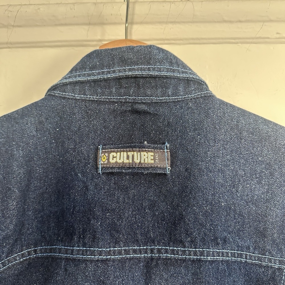 Vintage Y2K 'Culture Jeans' Mens Denim Jacket Hip-Hop Street Wear Work Wear Lg - Picture 9 of 13